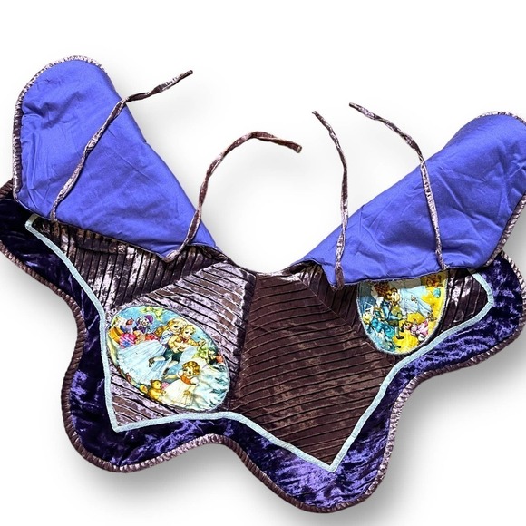 VTG Handmade Tree Skirt Christmas Holiday Children Winter Star Purple Velvet - Picture 4 of 9